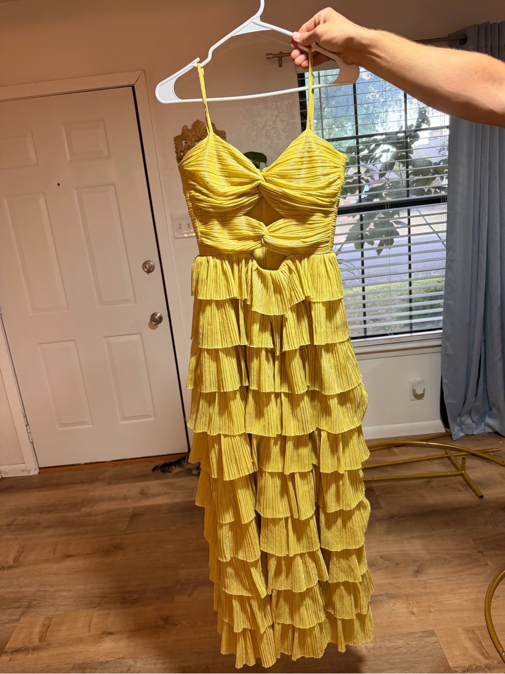Yellow Tiered Ruffle Maxi Dress - Women's